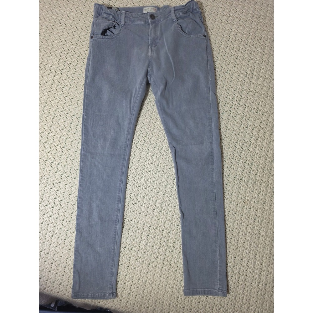 Zara Skinny Pants Boys Size 13/14 Grey Excellent Adjustable Waist Slim Fit - Picture 1 of 6